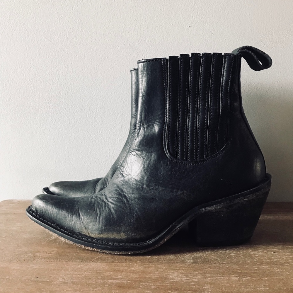 Ecote for Free People Black Leather Slip on Boot